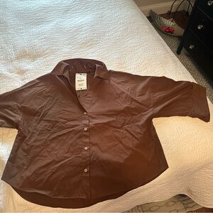 Zara Chocolate Brown Collared Shirt - oversized (Small)